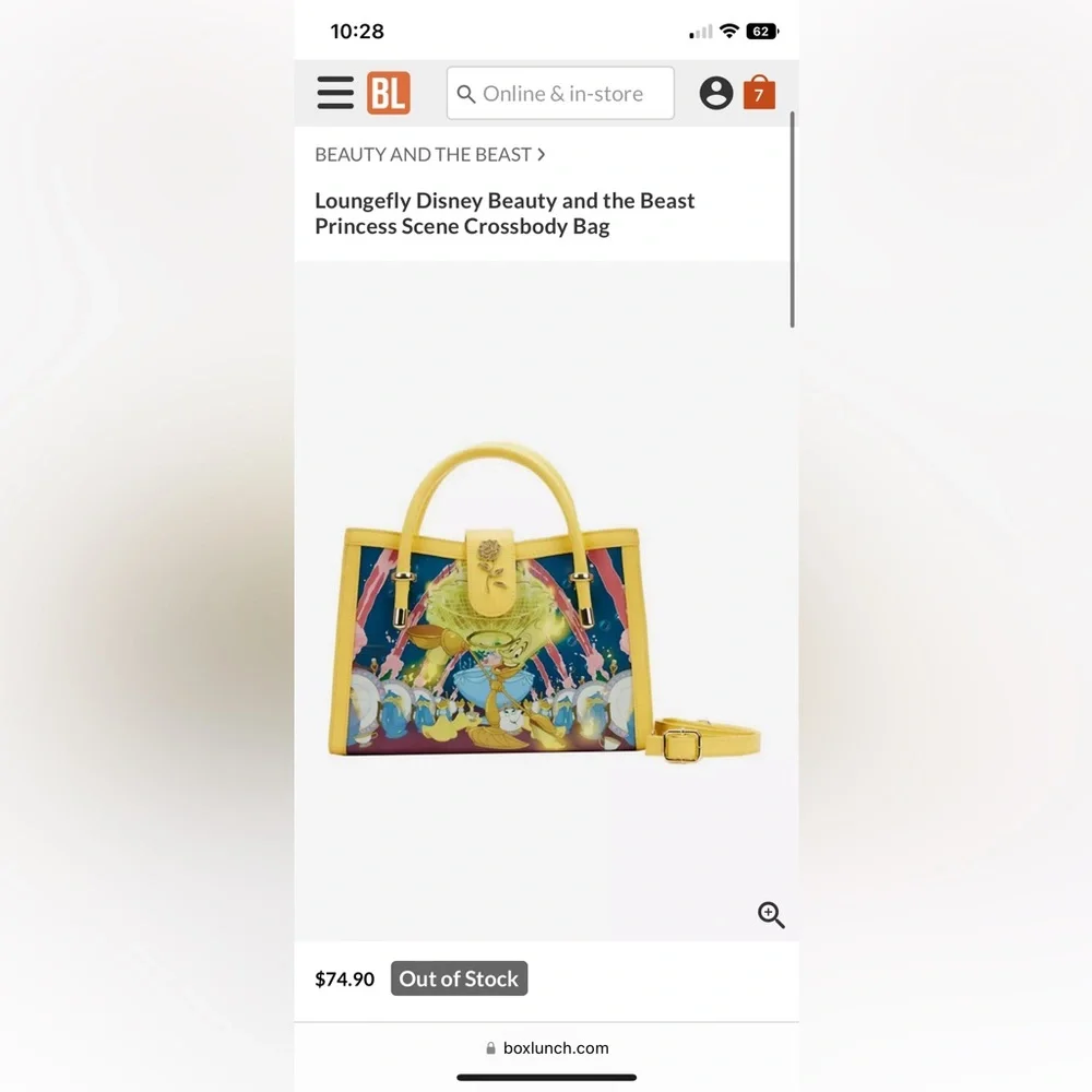 Loungefly Disney Beauty and the Beast Princess Scene Crossbody Bag - Picture 6 of 6